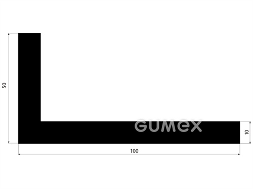 Gumový profil tvaru "L", 50x100/10mm, 70°ShA, EPDM, -40°C/+100°C,čierny